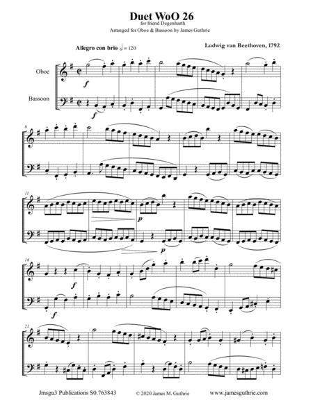 Beethoven Duet Woo 26 For Oboe Bassoon Sheet Music