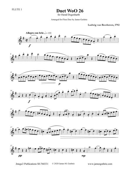 Beethoven Duet Woo 26 For Oboe English Horn Sheet Music