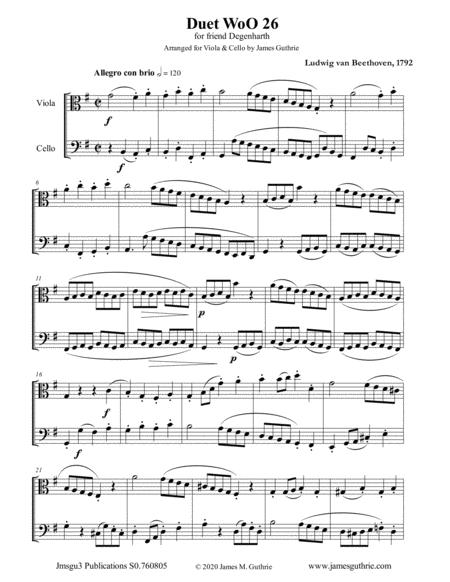 Beethoven Duet Woo 26 For Viola Cello Sheet Music