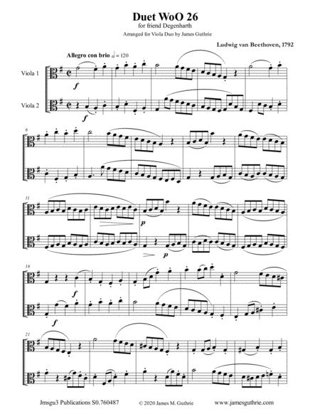 Beethoven Duet Woo 26 For Viola Duo Sheet Music