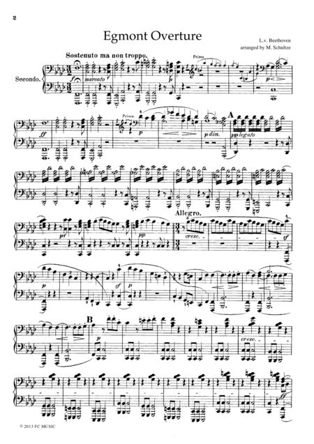 Beethoven Egmont Overture For Piano Duet Pb801 Sheet Music