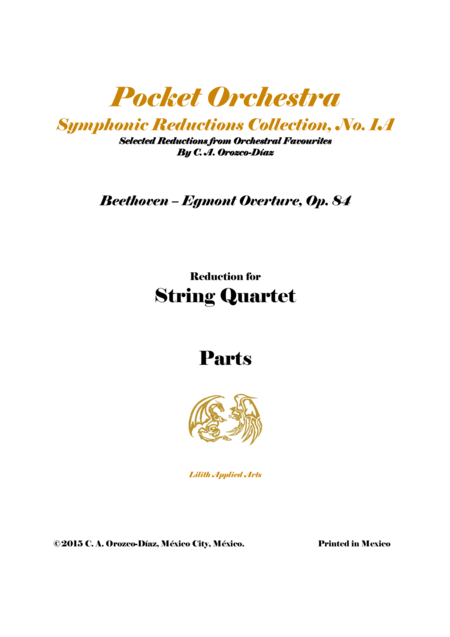 Free Sheet Music Beethoven Egmont Overture Op 84 String Quartet Arrangement Parts