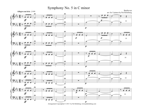 Free Sheet Music Beethoven Fifth Symphony First Movement Arranged For Five Pianos