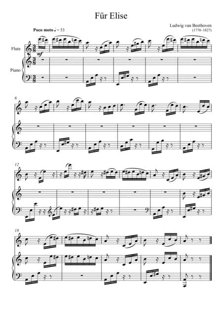 Beethoven Fr Elise Flute Solo Easy Version Sheet Music