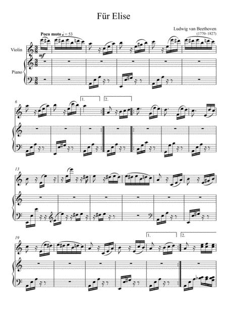 Free Sheet Music Beethoven Fr Elise Violin Solo
