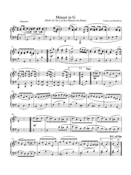 Beethoven Minuet In G Major Woo 10 No 2 Complete Version Page 1