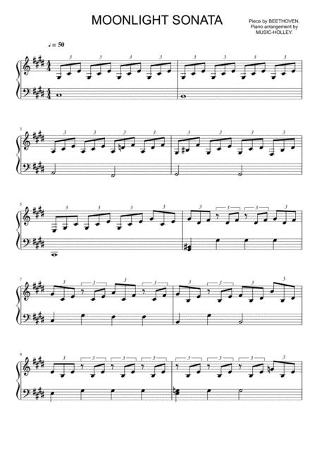 Free Sheet Music Beethoven Moonlight Sonata Easy Piano Sheet