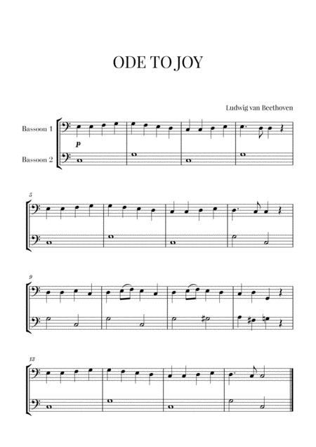 Beethoven Ode To Joy For 2 Bassoons Sheet Music