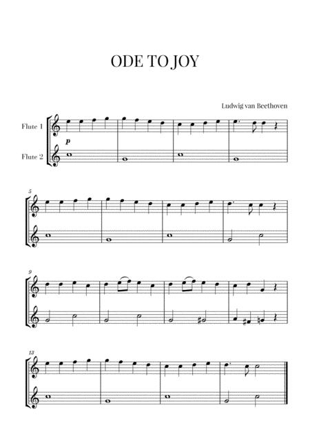 Free Sheet Music Beethoven Ode To Joy For 2 Flutes