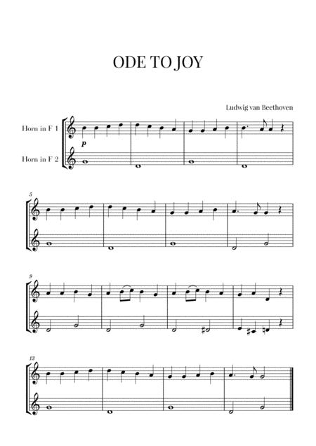 Free Sheet Music Beethoven Ode To Joy For 2 French Horns
