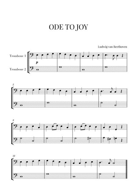 Beethoven Ode To Joy For 2 Trombones Sheet Music