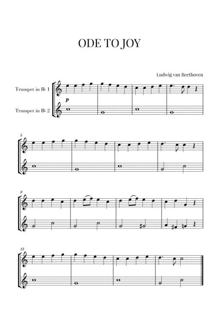 Free Sheet Music Beethoven Ode To Joy For 2 Trumpets