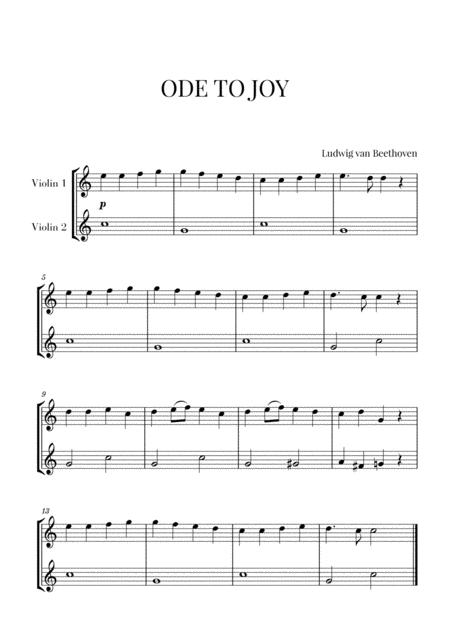 Beethoven Ode To Joy For 2 Violins Sheet Music