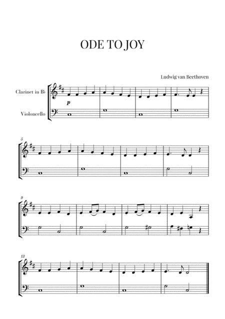 Free Sheet Music Beethoven Ode To Joy For Clarinet And Cello