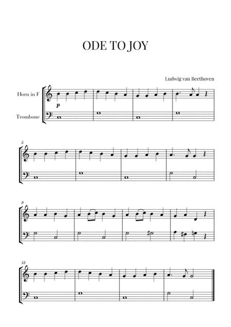 Free Sheet Music Beethoven Ode To Joy For French Horn And Trombone