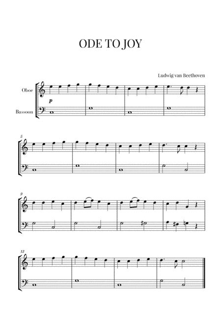 Free Sheet Music Beethoven Ode To Joy For Oboe And Bassoon