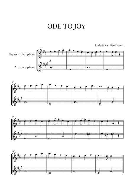 Beethoven Ode To Joy For Soprano Saxophone And Alto Saxophone Sheet Music