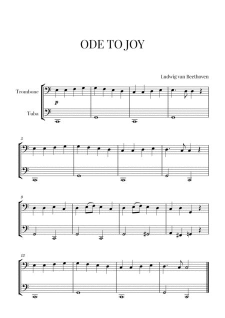 Free Sheet Music Beethoven Ode To Joy For Trombone And Tuba