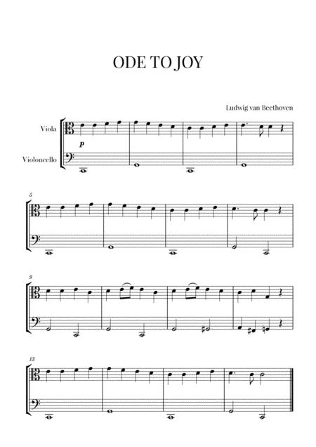 Free Sheet Music Beethoven Ode To Joy For Viola And Cello