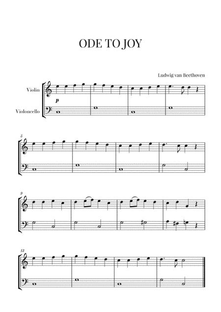 Free Sheet Music Beethoven Ode To Joy For Violin And Cello