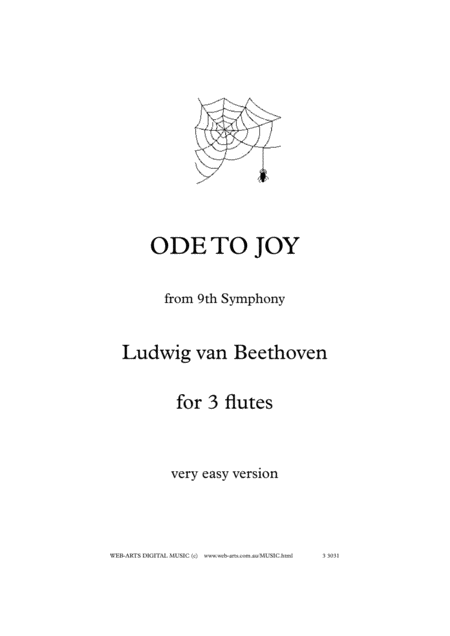 Beethoven Ode To Joy From 9th Symphony Easy Arrangement For 3 Flutes Sheet Music