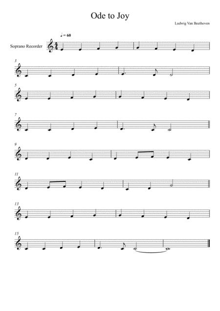 Beethoven Ode To Joy Soprano Recorder Solo Very Easy Version Sheet Music