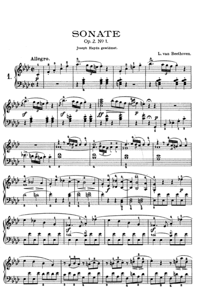 Beethoven Piano Sonata In F Minor Op 2 No 1 Sheet Music