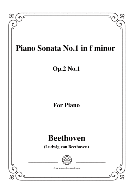 Beethoven Piano Sonata No 1 In F Minor Op 2 No 1 For Piano Sheet Music