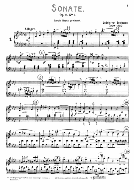 Beethoven Piano Sonata No 1 Op 2 No 1 Sheet Music