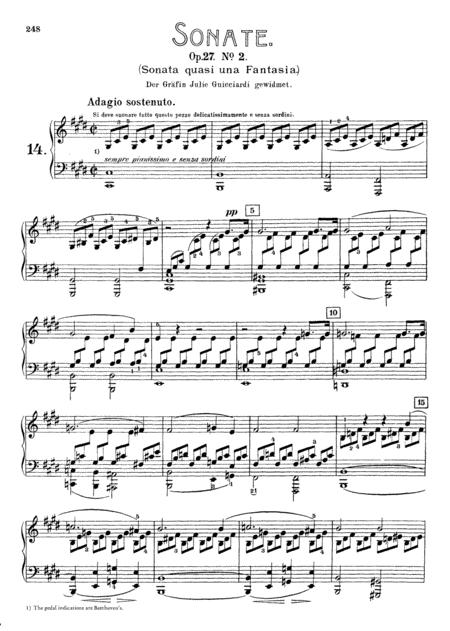 Beethoven Piano Sonata No 14 In C Sharp Minor Moonlight Sonata Op 27 No 2 Sheet Music