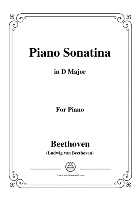 Beethoven Piano Sonatina In D Major For Piano Sheet Music