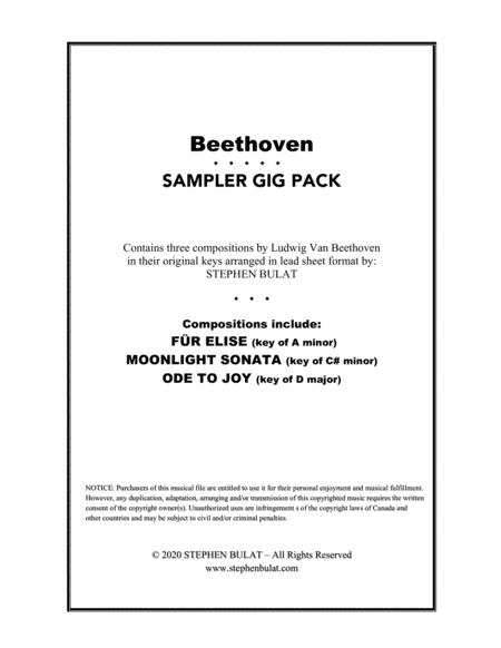 Beethoven Sampler Gig Pack Three Selections Fur Elise Moonlight Sonata Ode To Joy Arranged In Lead Sheet Format Sheet Music