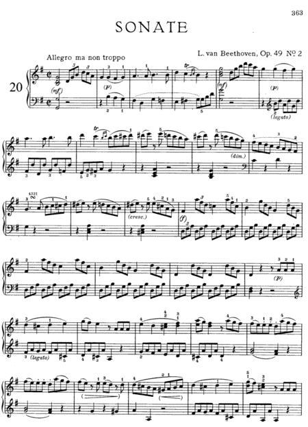 Beethoven Sonata No 20 In G Major Op 49 No 2 Original Complete Version Sheet Music