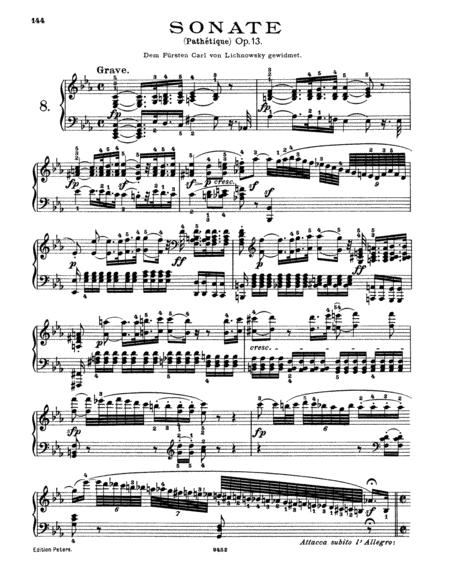 Free Sheet Music Beethoven Sonata No 8 In C Minor Op 13 Pathtique Full Complete Version