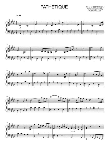 Free Sheet Music Beethoven Sonate Op 13 Pathetique 2nd Movement Easy Piano Sheet