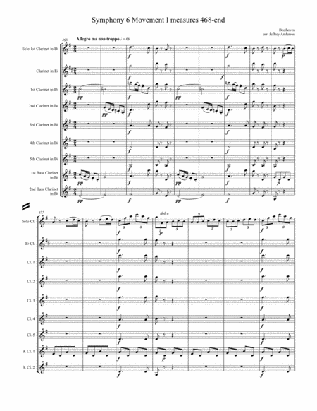 Beethoven Symphony 6 Movement I Clarinet Solo Arrangement Sheet Music