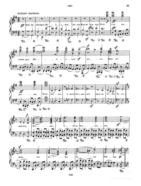Free Sheet Music Beethoven Symphony No 9 Op125 Andante Maestoso Piano Solo