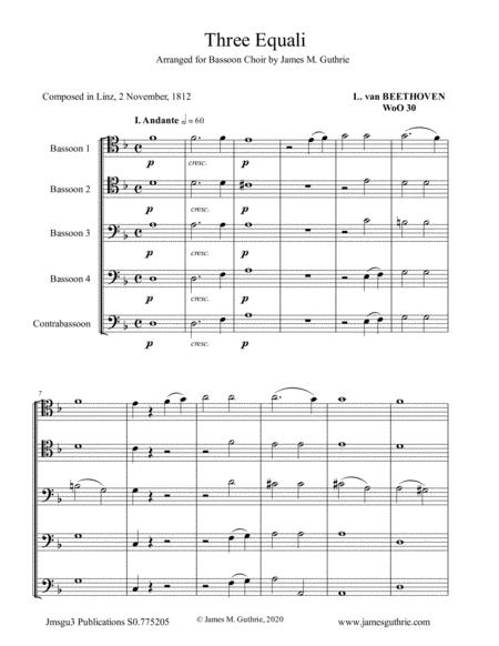 Free Sheet Music Beethoven Three Equali Woo 30 For Bassoon Choir