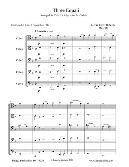 Beethoven Three Equali Woo 30 For Cello Choir Sheet Music