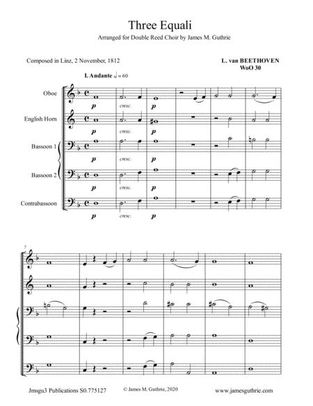 Beethoven Three Equali Woo 30 For Double Reed Choir Sheet Music