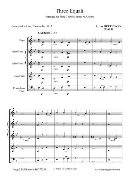 Beethoven Three Equali Woo 30 For Flute Choir Sheet Music