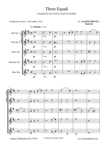 Beethoven Three Equali Woo 30 For Sax Choir Sheet Music