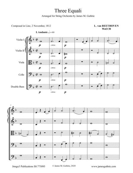 Beethoven Three Equali Woo 30 For String Orchestra Sheet Music