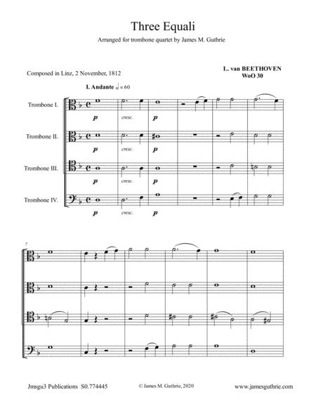 Free Sheet Music Beethoven Three Equali Woo 30 For Trombone Quartet