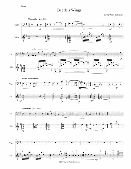 Free Sheet Music Beetles Wings For Cello And Guitar