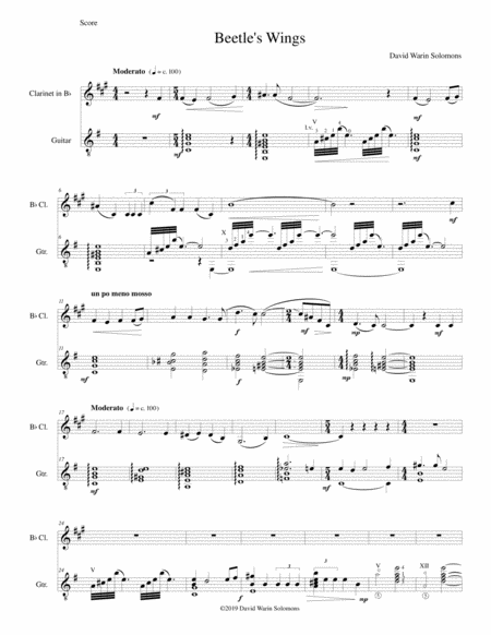 Beetles Wings For Clarinet And Guitar Sheet Music