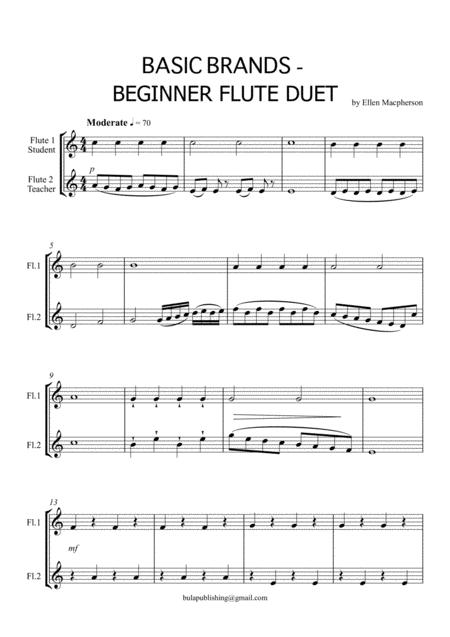 Beginner Flute Duet Basic Brands Sheet Music