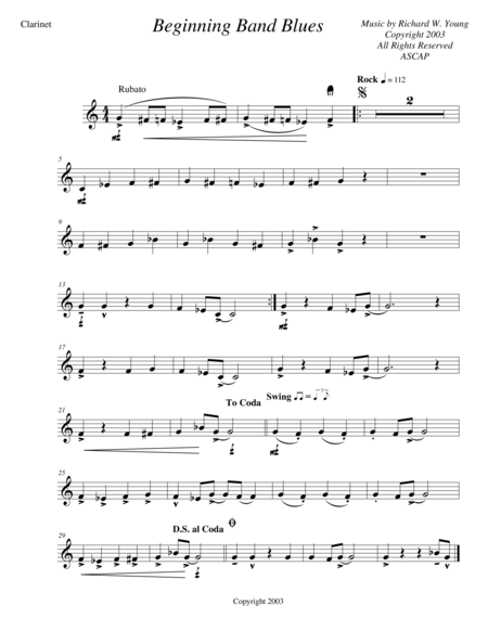 Free Sheet Music Beginning Band Blues Clarinet