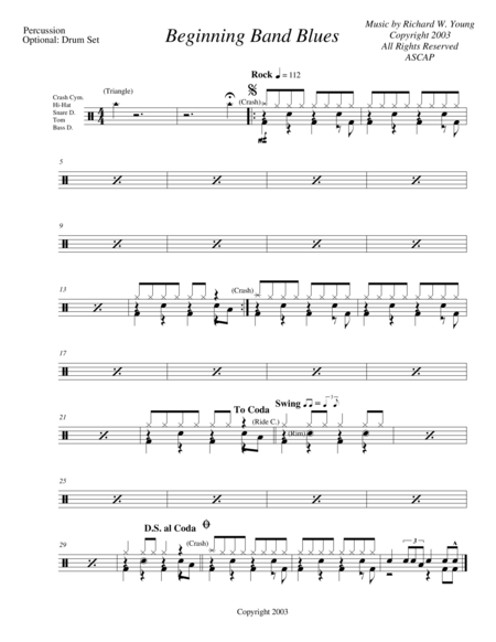 Free Sheet Music Beginning Band Blues Drums Percussion