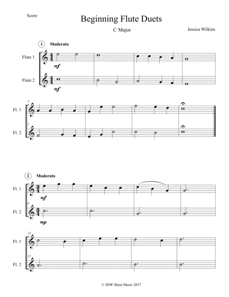 Free Sheet Music Beginning Flute Duets